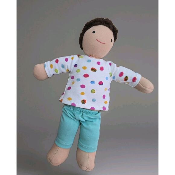 Lovevery Brown Curly Haired Avery Polka Dot Shirt Stuffed Toy Doll Plush‎ - Picture 1 of 5